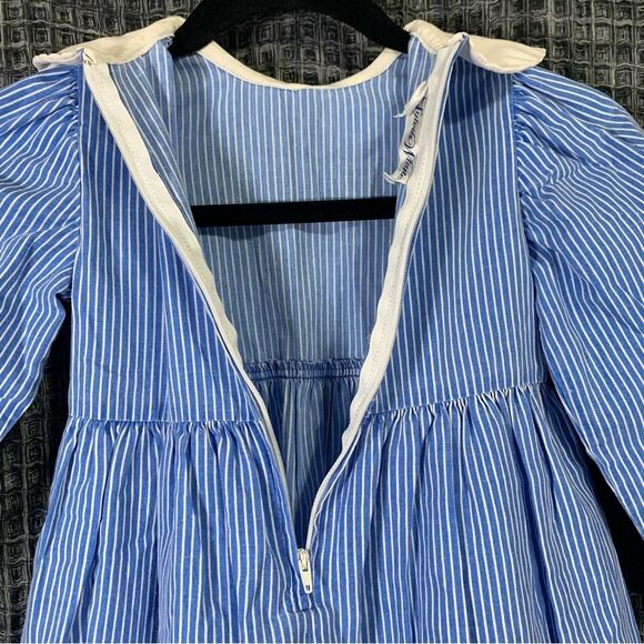 SYLVIA WHYTE Vintage Made in USA Blue & White Long Sleeve Dress Girl Size 4 #524 - Picture 6 of 12